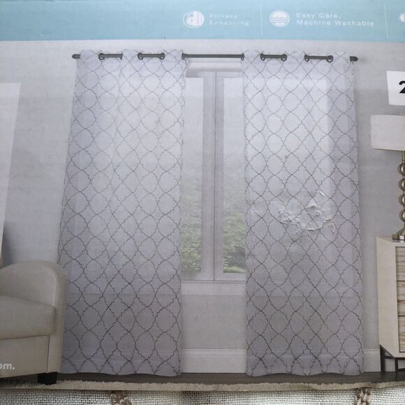 Sonoma Decorative Window Curtain Panels 2 Pack Leaf Embroidery - Picture 11 of 13